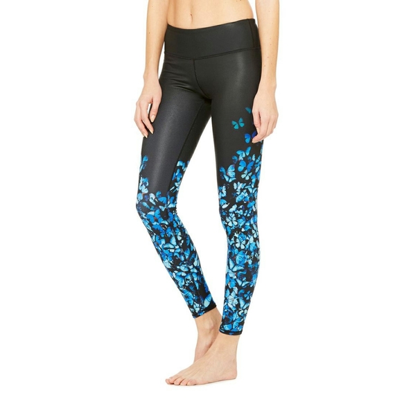 ALO Yoga Pants - Alo Yoga Airbrush Blue Butterfly Yoga Leggings S